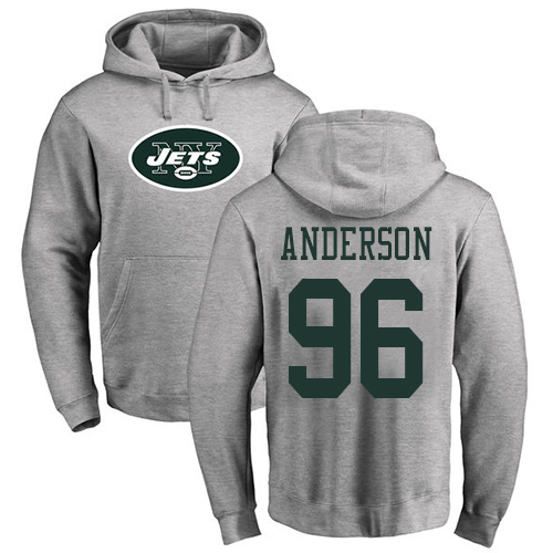 New York Jets Men Ash Henry Anderson Name and Number Logo NFL Football #96 Pullover Hoodie Sweatshirts->new york jets->NFL Jersey